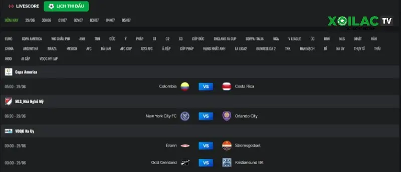 Xoilac TV cập nhật nhanh chóng lịch thi đấu bóng đá mới nhất